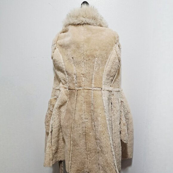 NewMerino Toscana Sheepskin Shearling Lamb Fur Coat Jacket Fox Taupe Stone Suede - Picture 4 of 4